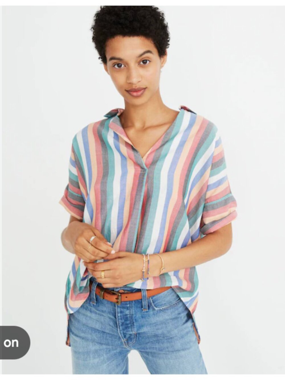 Madewell Courier Button-Back Shirt in Festival Stripe